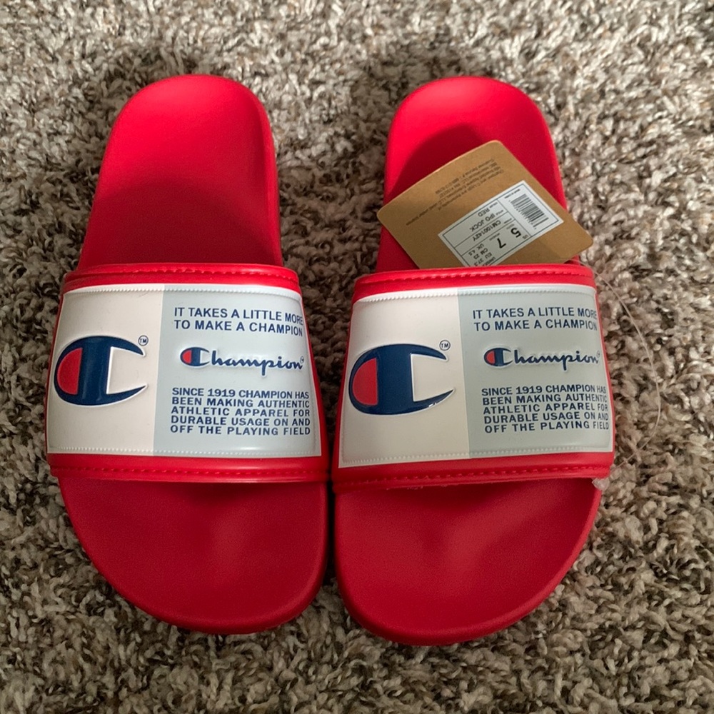 Champion Red Slip on Sandals